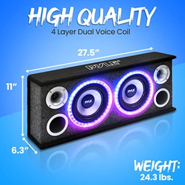Pyle 8” Dual Subwoofer with LED Lights for Cars