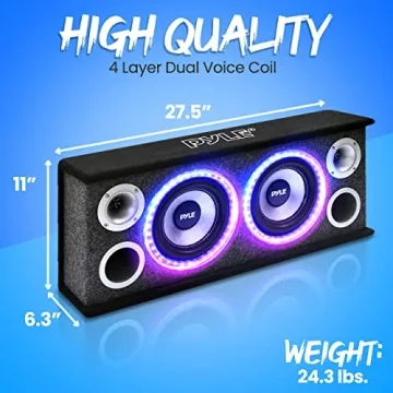 Pyle 8” Dual Subwoofer with LED Lights for Cars