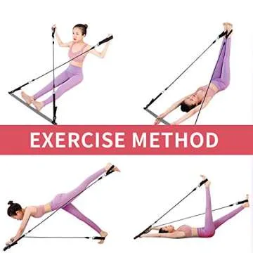 IKARE Adjustable Pilates Bar Kit with Resistance Bands for Home Fitness