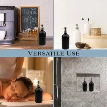 Stylish 16oz Black Glass Bottles with Pumps | Home Decor