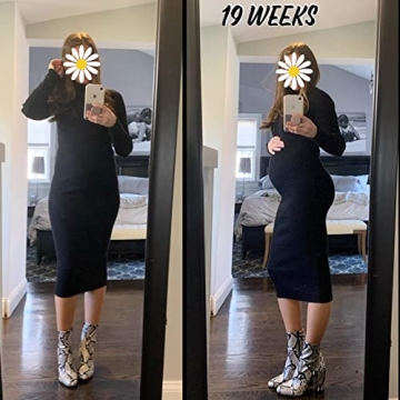 Rocorose Turtleneck Ribbed Knit Sweater Dress Black S