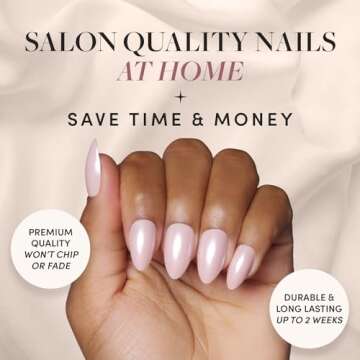 Glamnetic Press On Nails - First Kiss | Short Almond Neutral Pink Nails with a Glaze Finish | 15 Siz...