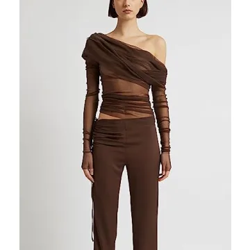 Trendy Off Shoulder Long Sleeve Top for Women