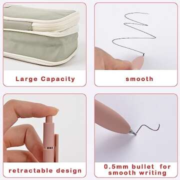 27 Pcs Aesthetic School Supplies Include 12 Pcs Aesthetic Highlighters Bible 1 Ppcs Big apacity Pen Case Bag 5 Pcs Retractable Quick Dry Gel Ink Pens 9 Pads Clear Sticky Tabs for School Office Home