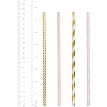 Eco-Friendly Pink & Gold Paper Straws - 200 Pack