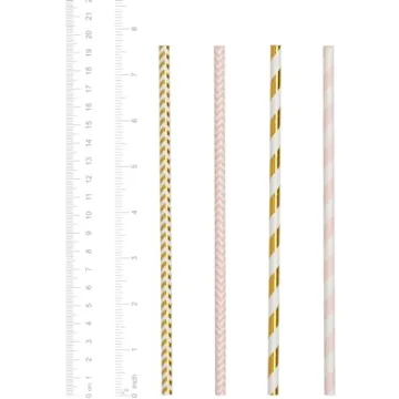 Eco-Friendly Pink & Gold Paper Straws - 200 Pack