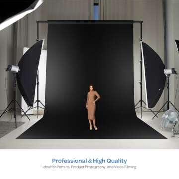 LimoStudio 10' x 20' (W x H) Dark Black Backdrop Background Screen, High Density Premium Grade A+ 20...