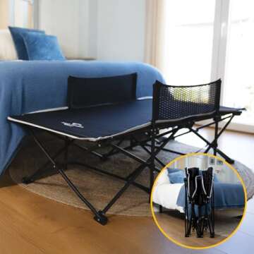 High Stream Gear Toddler Cot Bed: Kids Travel Camping Bed, a Portable Folding Cot for Kids Great for Outdoors and Young Guests at Home. Comfortable Kids Sleeping Cot Easy to Store and Use