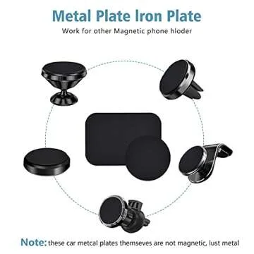SANITRO Mount Metal Plate for Cell Phone Magnet Holder Magnetic Car Mount with Strong Adhesive Sticker, 2 Round and 2 Rectangle Black