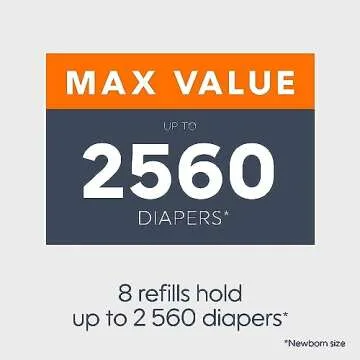 Diaper Genie Essentials Round Refill 8-Pack | Holds Up to 2560 Newborn Diapers | Features Unscented Continuous Film | Compatible with Diaper Genie Complete and Expressions Pails,8 Count (Pack of 1)