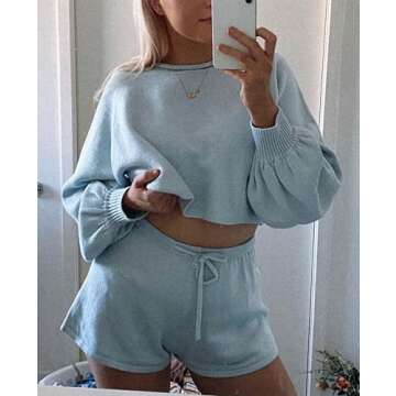 ZESICA Women's Casual Long Sleeve Sweatsuit in Blue