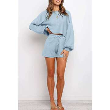 ZESICA Women's Casual Long Sleeve Sweatsuit in Blue