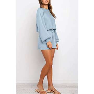 ZESICA Women's Casual Long Sleeve Sweatsuit in Blue