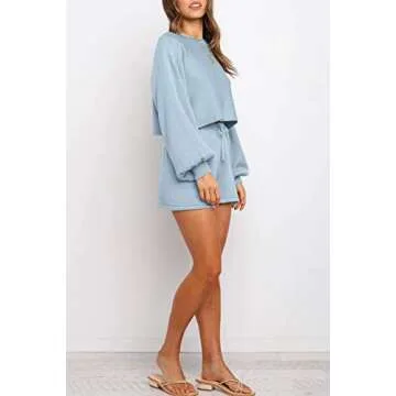 ZESICA Women's Casual Long Sleeve Sweatsuit in Blue