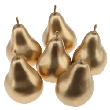 Meiwlong 6 PCS Artificial Realistic Pear Fake Lifelike Display Props Decoration Golden Birthday Part...