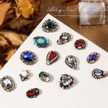 Elegant 24 Pcs Retro Gold Nail Charms for Nail Art