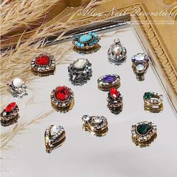 Elegant 24 Pcs Retro Gold Nail Charms for Nail Art
