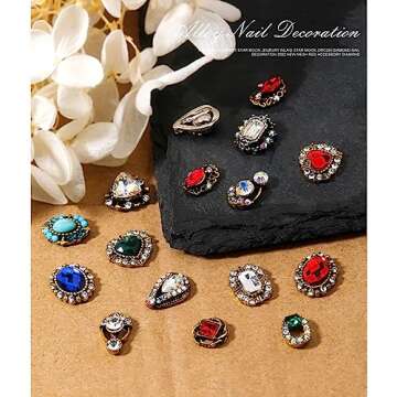 Elegant 24 Pcs Retro Gold Nail Charms for Nail Art