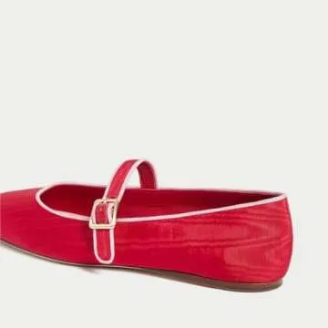miss left Women's Comfort Buckle Strap Mary Janes Classic Closed Round Toe Ballet Flats Slip On Cozy Casual Dance Shoes Size 7 Red