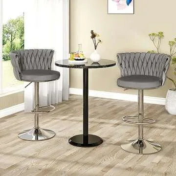 AWQM Velvet Bar Stools Set of 2 for Kitchen and Dining