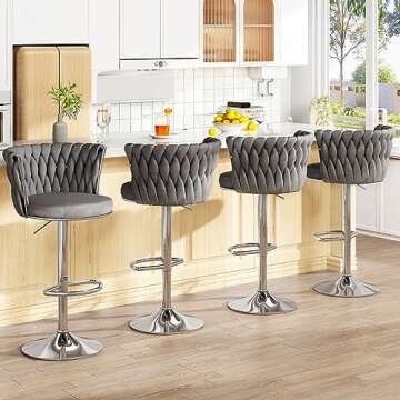 AWQM Velvet Bar Stools Set of 2 for Kitchen and Dining