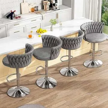 AWQM Velvet Bar Stools Set of 2 for Kitchen and Dining