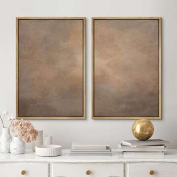MUDECOR Framed Canvas Print Wall Art Set Rustic Neutral Minimalist Earth Tone Illustrations Modern A...
