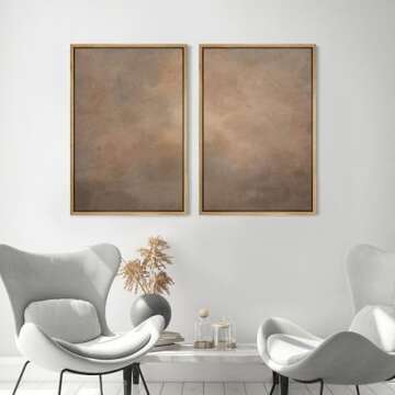 MUDECOR Framed Canvas Print Wall Art Set Rustic Neutral Minimalist Earth Tone Illustrations Modern Art Decorative Bohemian Calm/Zen for Living Room, Bedroom, Office - 24"x36"x2 Natural