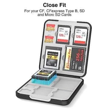 HEIYING SD Card Holder Memory Card Case for SD Card, Micro SD Card, CF Card, CFexpress Type B Card, Multiple Available SD Card Case Holder with 12 Cards Slots.