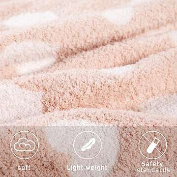 Kid Nation Super Soft Baby Blanket with Heart Light Pink 30 x 40 inch