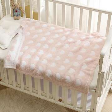 Kid Nation Super Soft Baby Blanket with Heart Light Pink 30 x 40 inch