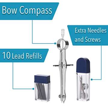 Mr. Pen- Professional Compass for Geometry, Extra Lead, Metal Compass, Compass, Compass Drawing Tool...