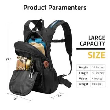CVLIFE 3L Hydration Backpack Lightweight, 900D Heavy duty Water Backpack for Hiking, Tactical Hydration Pack Backpack, Molle Day-pack with TPU Water Bladder for Hiking, Running, Cycling, Camping Black