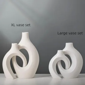 Levvohd Beige Ceramic Vases for Modern Home Decor