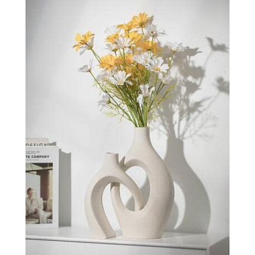 Levvohd Beige Ceramic Vases for Modern Home Decor