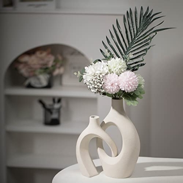 Levvohd Beige Ceramic Vases for Modern Home Decor
