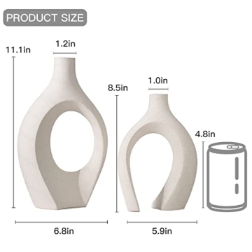 Levvohd Beige Ceramic Vases for Modern Home Decor