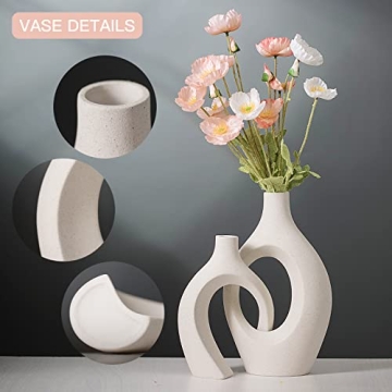 Levvohd Beige Ceramic Vases for Modern Home Decor