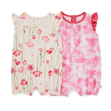 Burt's Bees Baby Girls Organic Cotton Romper Set of 2