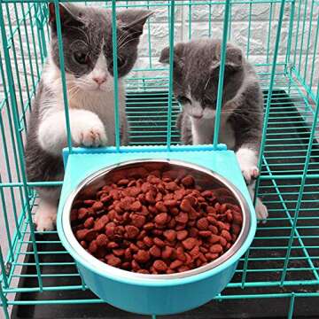 Crate Dog Bowl Removable Stainless Steel Water Food Feeder Bowls Cage Coop Cup for Cat Puppy Bird Pe...