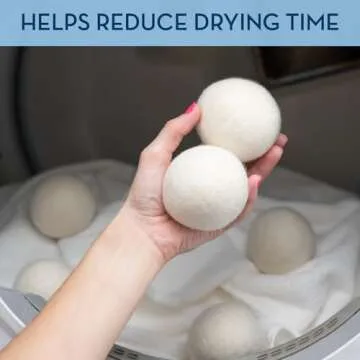 S&T INC. XL New Zealand Wool Dryer Balls, Fabric Softener for Laundry, Natural White, 2.9 in, 6 Pack