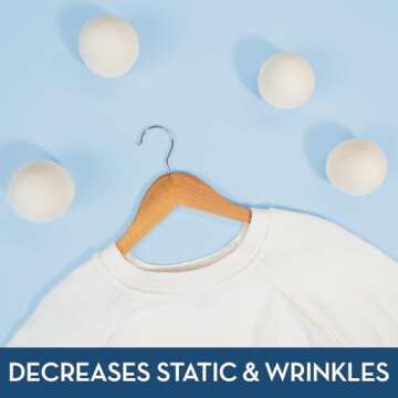 S&T INC. XL New Zealand Wool Dryer Balls, Fabric Softener for Laundry, Natural White, 2.9 in, 6 Pack