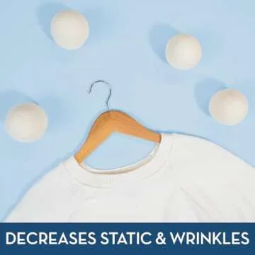 S&T INC. XL New Zealand Wool Dryer Balls, Fabric Softener for Laundry, Natural White, 2.9 in, 6 Pack