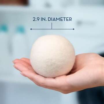 S&T INC. XL New Zealand Wool Dryer Balls, Fabric Softener for Laundry, Natural White, 2.9 in, 6 Pack