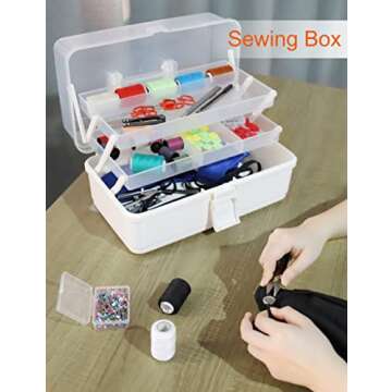 Sjqecyfv Sewing Box Art Craft Organizers Storage Box 3 Layer Tackle Box Organizer Nail Organizer Too...
