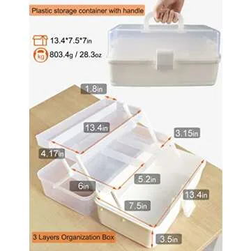 Sjqecyfv Sewing Box Art Craft Organizers Storage Box 3 Layer Tackle Box Organizer Nail Organizer Tool Box with Handle