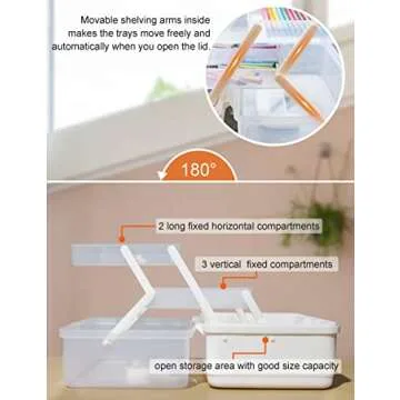 Sjqecyfv Sewing Box Art Craft Organizers Storage Box 3 Layer Tackle Box Organizer Nail Organizer Tool Box with Handle