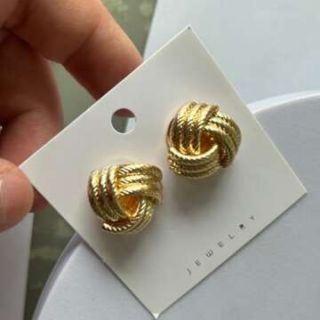 Trendy Gold Geometric Drop Dangle Earrings Chunky Gold Knot Statement Dangle Earrings for Women Long Link Dangle Earrings Jewelry Gift (E)