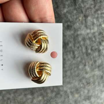 Trendy Gold Geometric Drop Dangle Earrings Chunky Gold Knot Statement Dangle Earrings for Women Long Link Dangle Earrings Jewelry Gift (E)