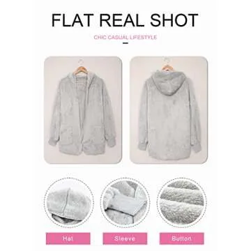 Dokotoo Grey Small Soft Fuzzy Fluffy Sherpa Faux Fur Open Front Long Sleeve Coat for Women